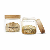 Signoraware Glaze Borosilicate Glass Jar | Food Jars with Airtight Bamboo Lid | Kitchen Storage Container | Multipurpose | For wet and Dry Storage | Easy to Clean | Heat Resistant | (300ml | Clear)