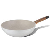 BERGNER Naturally Forged Aluminum 28cm Wok, 3.3 Liters Non-Stick Wok with Marble Coating, Soft Touch Handle, Even Heat Distribution, Comes with Non-Woven Trivet, Induction Bottom and Gas Stove Ready