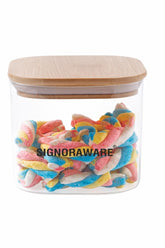 Signoraware Trison Borosilicate Glass Square Jar | Food Storage container with Airtight Bamboo Lid | Multipurpose | For wet and Dry Storage | Easy to Clean | Heat Resistant | (700ml | Clear)