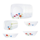 Corelle 21 Pc Square Round Dinner Set - Daisy Field White