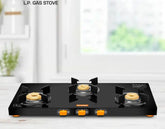 Orange Signature 3 Burner With Glass Top Gas Stove Black Colour