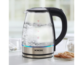 Borosil Crystal 1.8L Electric Glass Kettle | Made in India Borosilicate Glass Body with Blue Backlight | Auto Cut-Off, 360° Base, Spout Filter | Fast Boil | Cord Winder | 1-Year Warranty