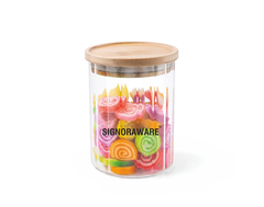Signoraware Trison Round Jar 550ml with Bamboo Lid|Brorosilicate Glass|Airtight Food Jars|Microwave Freezer Safe|Wide Mouth Jar|For wet and Dry Storage|Easy to Clean|Heat Resistant|Stackable|Clear
