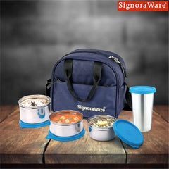 Stylish Stainless Steel Lunch Box with Steel tumbler, Set of 4