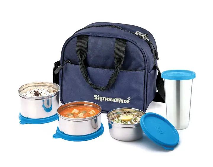 Stylish Stainless Steel Lunch Box with Steel tumbler, Set of 4