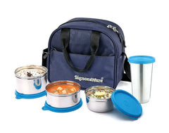 Stylish Stainless Steel Lunch Box with Steel tumbler, Set of 4