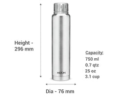 Milton Elfin Thermosteel 750 ml Water Bottle, 24 Hr Hot and Cold I Leak Proof Lid, ISI Certified I Vacuum Insulated I for Office, Gym, School I