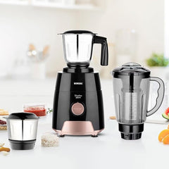 Borosil Silverline RG 600 W Mixer Grinder | Wet & Dry Mixing, Grinding & Blending | 3 Jars (1.5 L Blending Jar, 1 L Grinder Jar, 0.4 L Chutney Jar) | Mixie For Kitchen, White | 2 Years Warranty