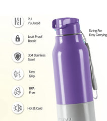 Milton Steel Sprint 900 Insulated Inner Stainless Steel Water Bottle, 630 ml | Easy Grip | Leak Proof | School | Office | Gym | Hiking | Treking | Travel Bottle