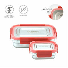 DUBBLIN Dineout Jr. Stainless Steel Lunch Box Insulated Airtight Spill Proof, sabzi Container Inside
