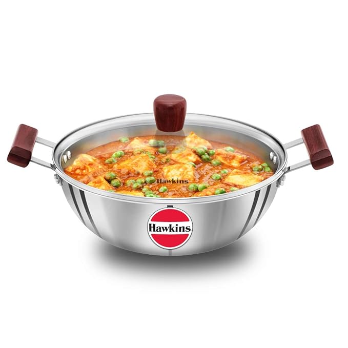 Litre Cook n Serve Casserole, Stainless Steel Saucepan with Glass Lid, Induction Pan, Sauce Pan for Cooking and Serving
