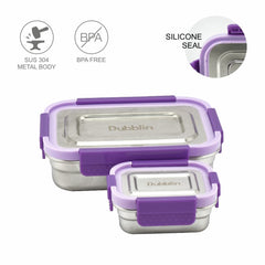 DUBBLIN Dineout Jr. Stainless Steel Lunch Box Insulated Airtight Spill Proof, sabzi Container Inside