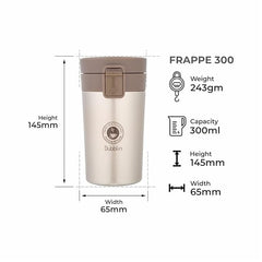 DUBBLIN Frappe Stainless Steel Tea Coffee Mug Double Wall Vacuum Insulated Travel Mug with Leak Proof Lid, Wide Mouth Tumbler, Thermo Flask Keeps Hot 6 Hrs, Cold 12 Hrs
