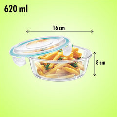 SignoraWare Lock 'N' Store High Microwave Oven Borosilicate Safe Glass Container with Air Tight Lid | Multipurpose Jar Box (620ml, Transparent, Food Grade)