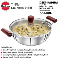 Litre Cook n Serve Casserole, Stainless Steel Saucepan with Glass Lid, Induction Pan, Sauce Pan for Cooking and Serving
