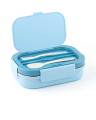 Stainless Steel Bento Three Compartment Lunch Box | BPA-Free Insulated Body | Four-Side Lock | Durable & Compact| Spoon & Sabzi Container Inside, 750ml