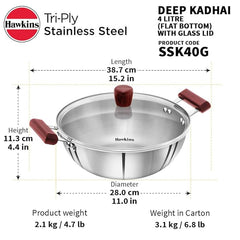 Litre Cook n Serve Casserole, Stainless Steel Saucepan with Glass Lid, Induction Pan, Sauce Pan for Cooking and Serving