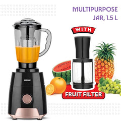 Borosil Silverline RG 600 W Mixer Grinder | Wet & Dry Mixing, Grinding & Blending | 3 Jars (1.5 L Blending Jar, 1 L Grinder Jar, 0.4 L Chutney Jar) | Mixie For Kitchen, White | 2 Years Warranty