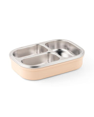 Stainless Steel Bento Three Compartment Lunch Box | BPA-Free Insulated Body | Four-Side Lock | Durable & Compact| Spoon & Sabzi Container Inside, 750ml