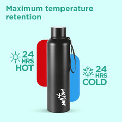 Aura 1000 Thermosteel Bottle, 1 Litre| 24 Hours Hot and Cold | Easy to Carry | Rust & Leak Proof | Tea | Coffee | Office| Gym | Home | Kitchen | Hiking | Trekking | Travel Bottle