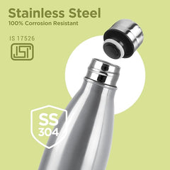 Milton Duo DLX 750 Thermosteel 700 ml Water Bottle, 24 Hr Hot and Cold I Leak Proof Lid, ISI Certified I Vacuum Insulated I for Office, Gym, School I