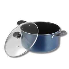 Vinod Zest Aluminium Non Stick Saucepot with Glass Lid - 10.8 Litre, 30 cm | 3 mm Extra Thick | Swiss Quality | 3 Layer Coating | Metal Spoon Friendly - 1 Year Warranty