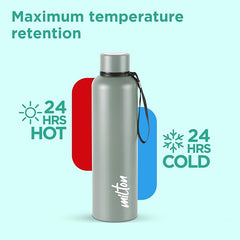 Aura 1000 Thermosteel Bottle, 1 Litre| 24 Hours Hot and Cold | Easy to Carry | Rust & Leak Proof | Tea | Coffee | Office| Gym | Home | Kitchen | Hiking | Trekking | Travel Bottle