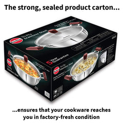 Litre Cook n Serve Casserole, Stainless Steel Saucepan with Glass Lid, Induction Pan, Sauce Pan for Cooking and Serving