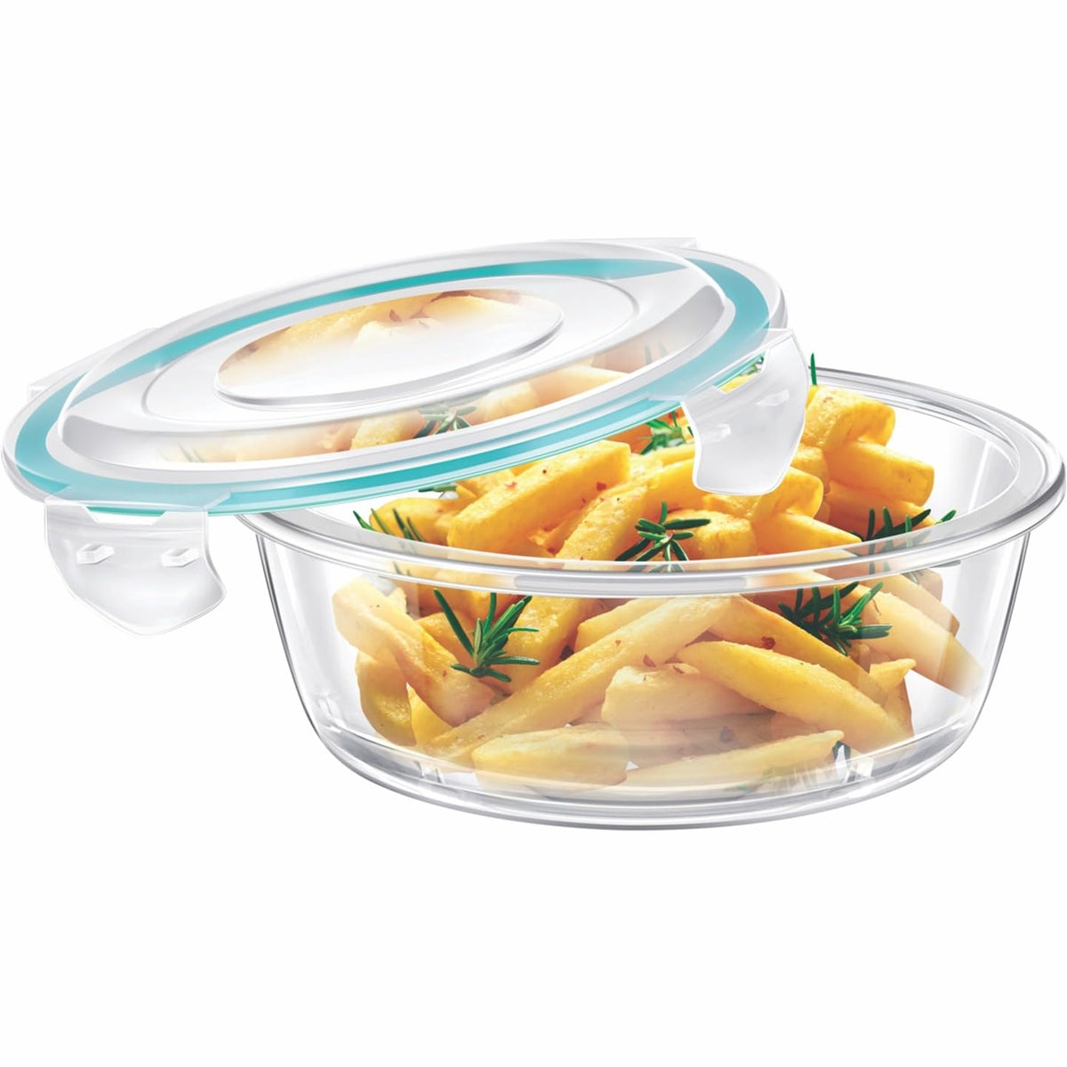 SignoraWare Lock 'N' Store High Microwave Oven Borosilicate Safe Glass Container with Air Tight Lid | Multipurpose Jar Box (620ml, Transparent, Food Grade)