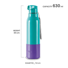 Milton Steel Sprint 900 Insulated Inner Stainless Steel Water Bottle, 630 ml | Easy Grip | Leak Proof | School | Office | Gym | Hiking | Treking | Travel Bottle