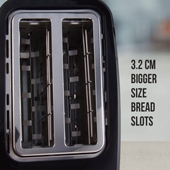 Havells Crisp Plus Pop-Up Toaster | 2 Slices | 750 Watts | 7 Heat Settings | Reheat,Defrost & Cancel Functions | Auto Bread Centering | Cool Touch | Crumb Tray for Easy Cleaning | 2Yr Warranty | Black