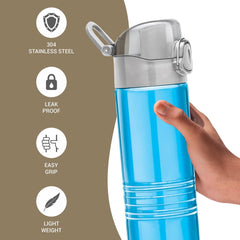MILTON Vogue 500 Stainless Steel Water Bottle 490 ml, Single Walled, ISI Certified I Leak Proof Lid, Rust Proof I For School, Office, Gym
