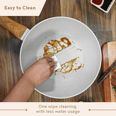 BERGNER Naturally Forged Aluminum 28cm Wok, 3.3 Liters Non-Stick Wok with Marble Coating, Soft Touch Handle, Even Heat Distribution, Comes with Non-Woven Trivet, Induction Bottom and Gas Stove Ready