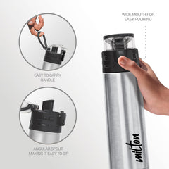 Atlantis 600 Thermosteel Water Bottle,24 Hr Hot and Cold I Leak Proof Lid, ISI Certified I Vacuum Insulated I for Office, Gym, School