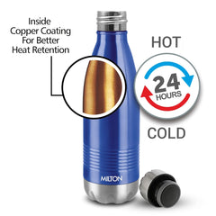 Milton Duo DLX 750 Thermosteel 700 ml Water Bottle, 24 Hr Hot and Cold I Leak Proof Lid, ISI Certified I Vacuum Insulated I for Office, Gym, School I