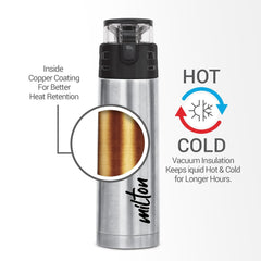 Atlantis 600 Thermosteel Water Bottle,24 Hr Hot and Cold I Leak Proof Lid, ISI Certified I Vacuum Insulated I for Office, Gym, School