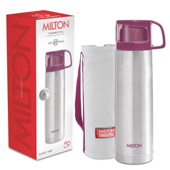 Milton Glassy 1000 Thermosteel Vacuum Insulated Double Walled Flask with Drinking Cup lid & Jacket, 1000 ml Water Bottles,24 Hours Hot & Cold,Easy to Carry,Rust Proof, Tea, Coffee,Travel Bottle
