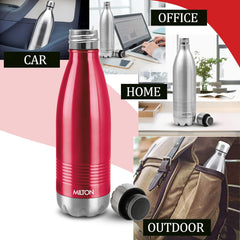 Milton Duo DLX 750 Thermosteel 700 ml Water Bottle, 24 Hr Hot and Cold I Leak Proof Lid, ISI Certified I Vacuum Insulated I for Office, Gym, School I