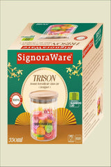 Signoraware Trison Round Jar 550ml with Bamboo Lid|Brorosilicate Glass|Airtight Food Jars|Microwave Freezer Safe|Wide Mouth Jar|For wet and Dry Storage|Easy to Clean|Heat Resistant|Stackable|Clear