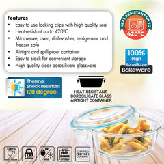 SignoraWare Lock 'N' Store High Microwave Oven Borosilicate Safe Glass Container with Air Tight Lid | Multipurpose Jar Box (620ml, Transparent, Food Grade)