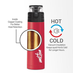 Atlantis 600 Thermosteel Water Bottle,24 Hr Hot and Cold I Leak Proof Lid, ISI Certified I Vacuum Insulated I for Office, Gym, School