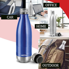 Milton Duo DLX 750 Thermosteel 700 ml Water Bottle, 24 Hr Hot and Cold I Leak Proof Lid, ISI Certified I Vacuum Insulated I for Office, Gym, School I