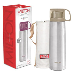 Milton Glassy 1000 Thermosteel Vacuum Insulated Double Walled Flask with Drinking Cup lid & Jacket, 1000 ml Water Bottles,24 Hours Hot & Cold,Easy to Carry,Rust Proof, Tea, Coffee,Travel Bottle