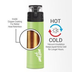 Atlantis 600 Thermosteel Water Bottle,24 Hr Hot and Cold I Leak Proof Lid, ISI Certified I Vacuum Insulated I for Office, Gym, School