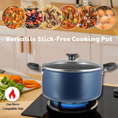 Vinod Zest Aluminium Non Stick Saucepot with Glass Lid - 10.8 Litre, 30 cm | 3 mm Extra Thick | Swiss Quality | 3 Layer Coating | Metal Spoon Friendly - 1 Year Warranty