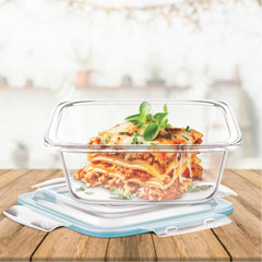 SIGNORA WARE Lock 'N' Store Square High Microwave Oven Borosilicate Safe Glass Container With Air Tight Lid | Multipurpose Jar Box (520Ml, Transparent, Food Grade)