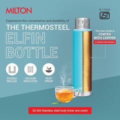 Milton Elfin Thermosteel 750 ml Water Bottle, 24 Hr Hot and Cold I Leak Proof Lid, ISI Certified I Vacuum Insulated I for Office, Gym, School I