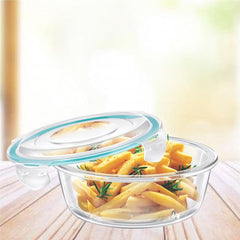 SignoraWare Lock 'N' Store High Microwave Oven Borosilicate Safe Glass Container with Air Tight Lid | Multipurpose Jar Box (620ml, Transparent, Food Grade)
