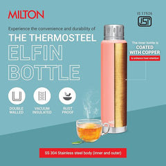 Milton Elfin Thermosteel 750 ml Water Bottle, 24 Hr Hot and Cold I Leak Proof Lid, ISI Certified I Vacuum Insulated I for Office, Gym, School I
