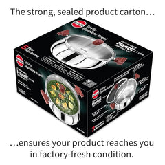 Hawkins Cook n Serve Handi, Triply Stainless Steel Handi with Glass Lid, Induction Sauce Pan, Saucepan, Silver